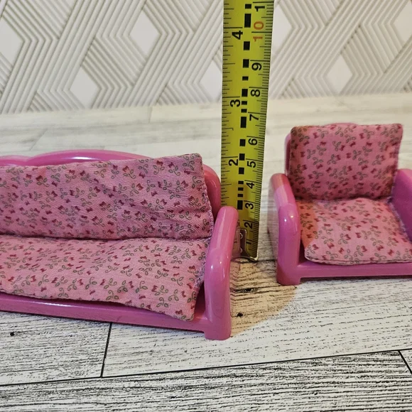 Li'L Woodzeez Pink Dollhouse Couch Chairs Reclining Living Room Set - Picture 6 of 6